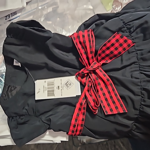 RALPH LAUREN INFANT HOLDAY DRESS IN BLACK WITH BLOOMERS - Picture 2 of 9